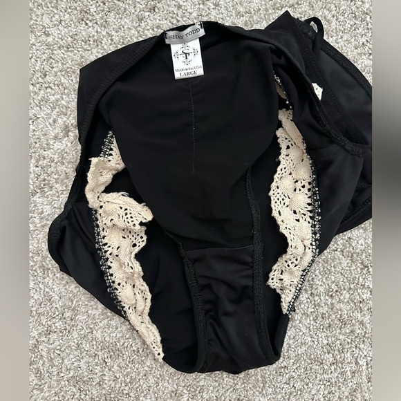 Shay Todd Swim One Piece - Lace Swimwear, (Black/White, Large) Made in USA -RARE - Picture 11 of 16